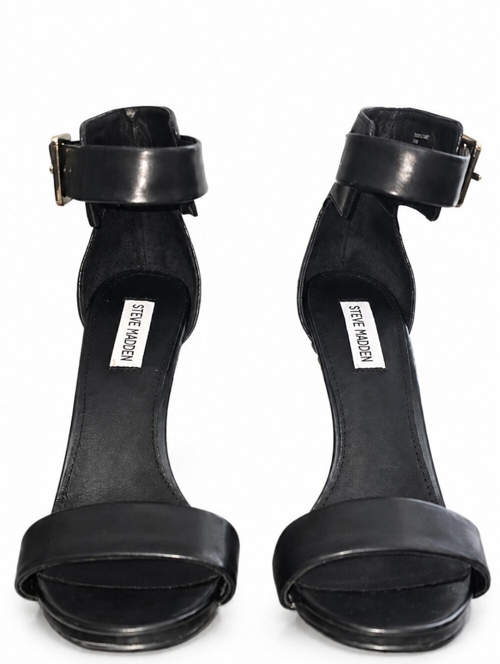 Steve Madden Marlenee Black Leather Ankle Strap Heels - Size 10M